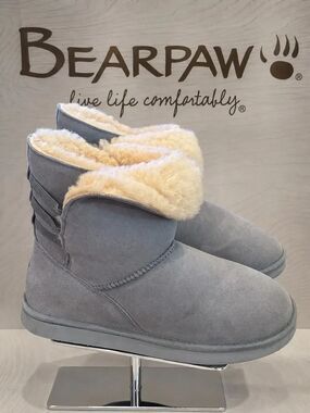 Bearpaw Kylee Blue Fog Faux Fur Boots Women’s 10 2880W
